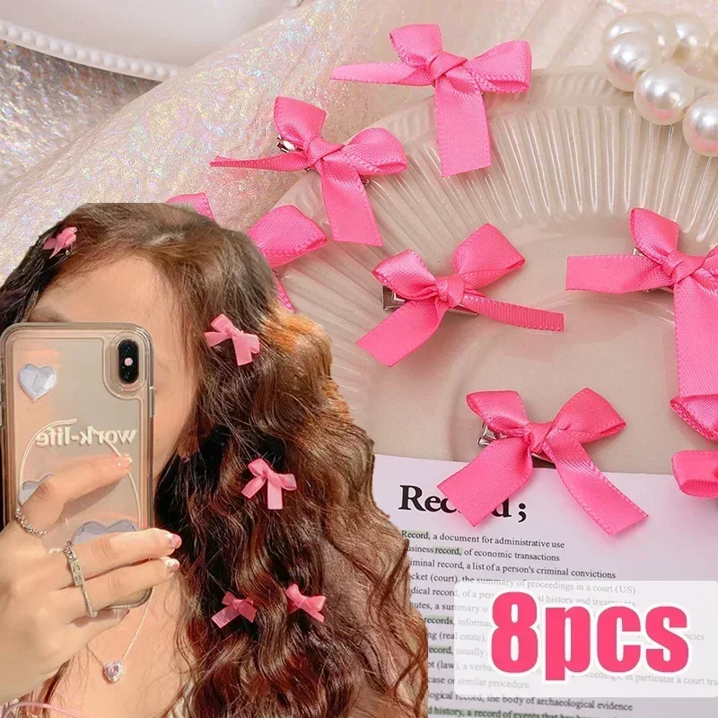 Top Trends: Pink Bowknot Hairpins For Girls Women Y2k Ballet Ornaments Bangs Side Barrettes Headwears Fashion Sweet Hair Accessories Shoppable Styles