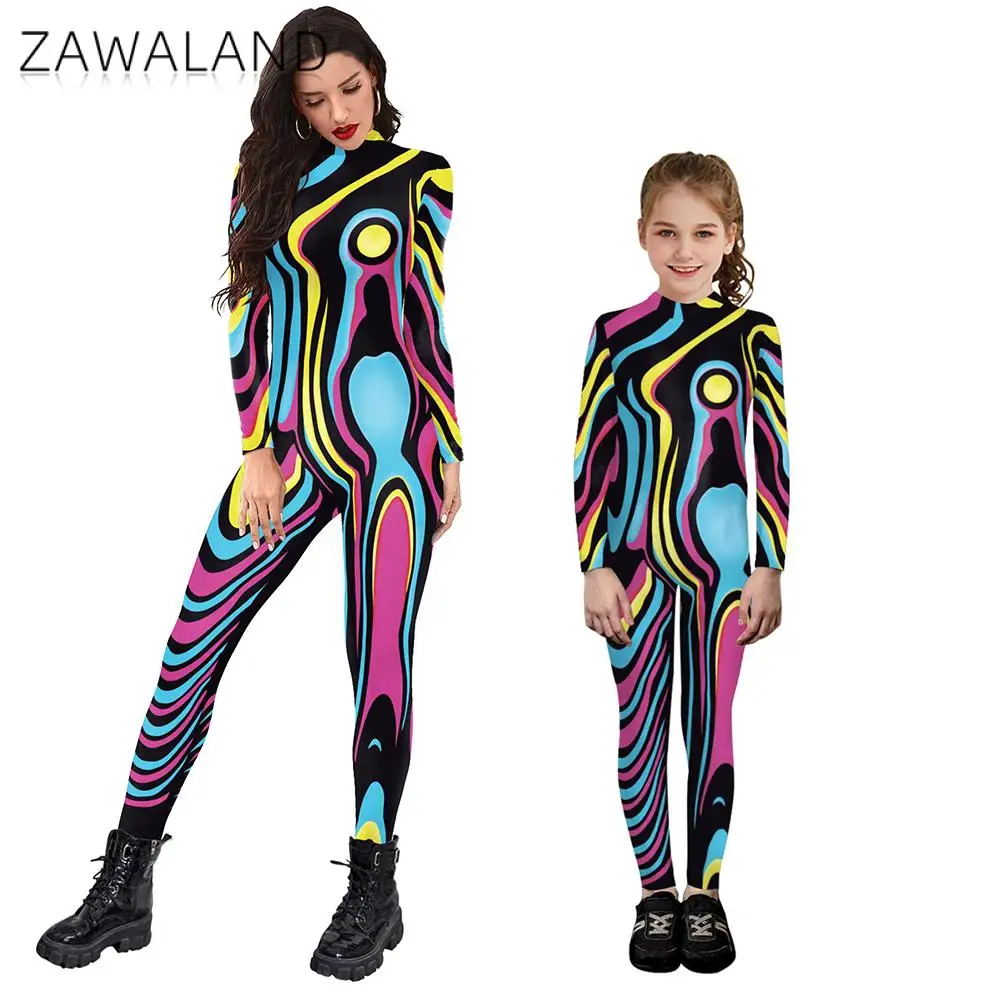 Top Trends: ZAWALAND Matching Outfits 3D Printed Purim Cosplay Costume Parent-Child Long-Sleeve Sexy Bodysuit Zentai Muscle Suit Shoppable Styles