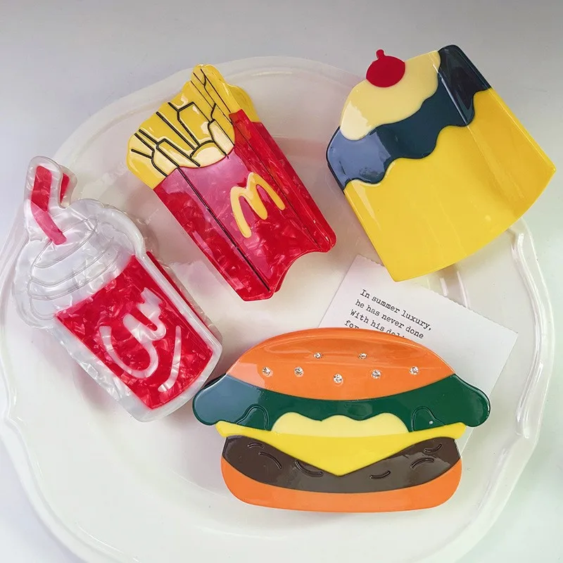 Top Trends: Muweordy Creative Coke French Fries Hair Clip Hamburger Hair Claw Cute Dim Sum Acetate Claw Clip Hair Accessories For Women Girl Shoppable Styles