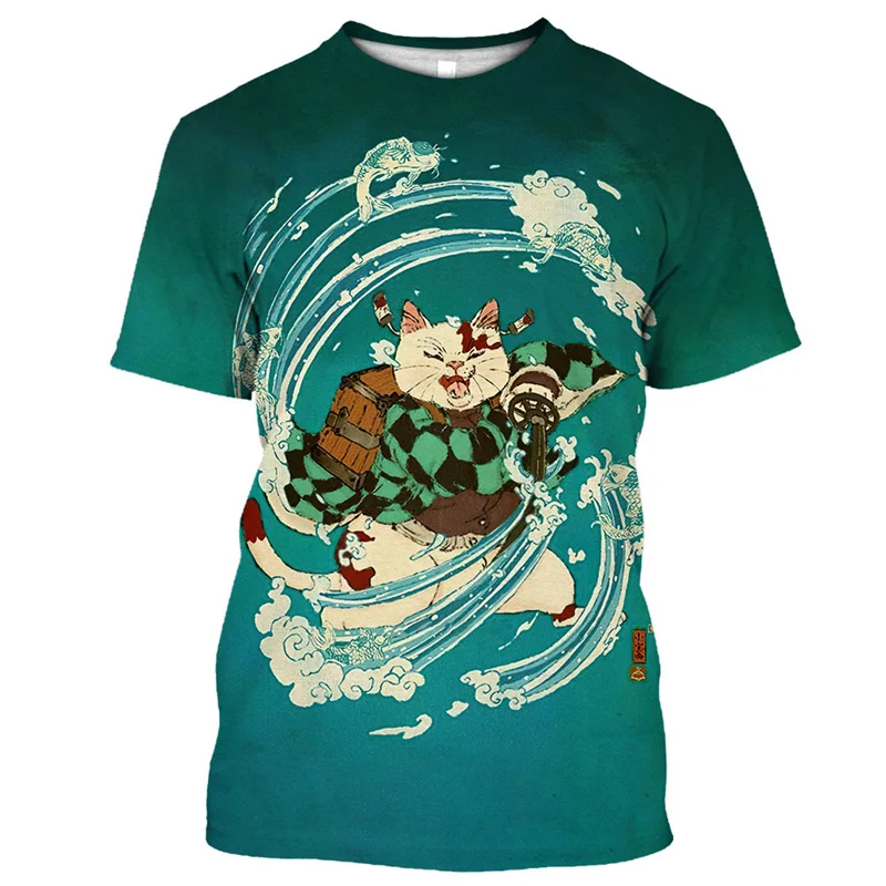 Top Trends: 3D Cat Dog Print T Shirts For Men Japanese Hip Hop Harajuku Short Sleeve Tops Fashion Cartoon Animal Pattern Oversized T-Shirts Shoppable Styles