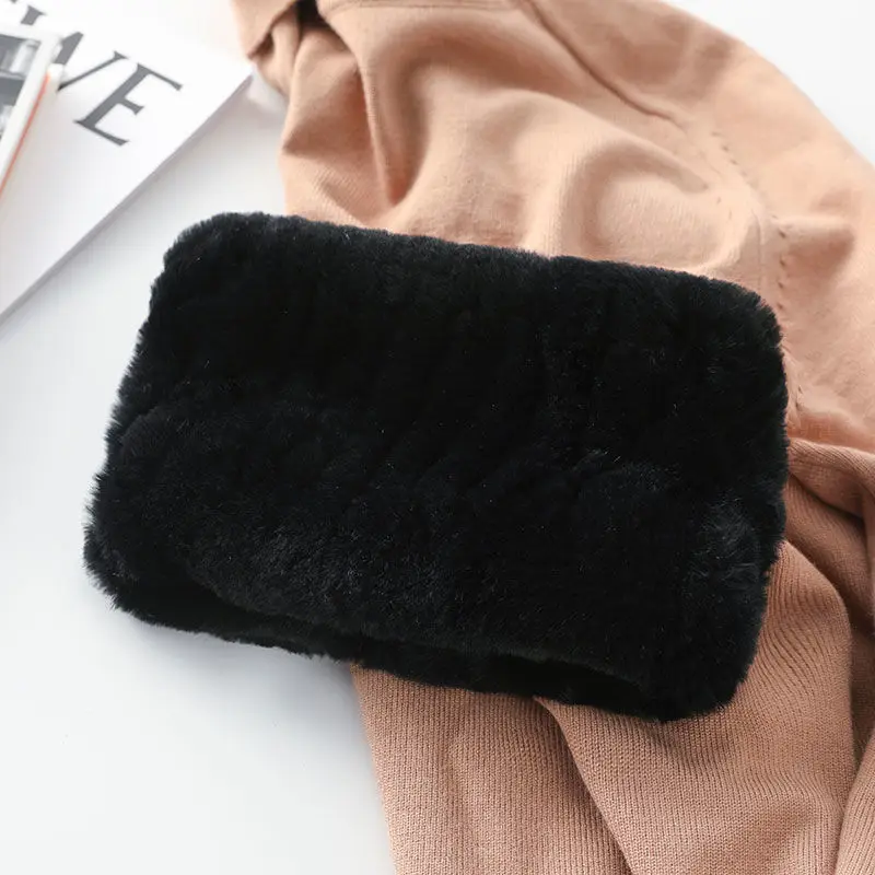 Top Trends: Hot Sale Brand Women Real Rex Rabbit Fur Scarf Girls Warm Soft Knitted Good Elastic Rabbit Fur Headband Natural Fur Ring Scarves Shoppable Styles - Image 2