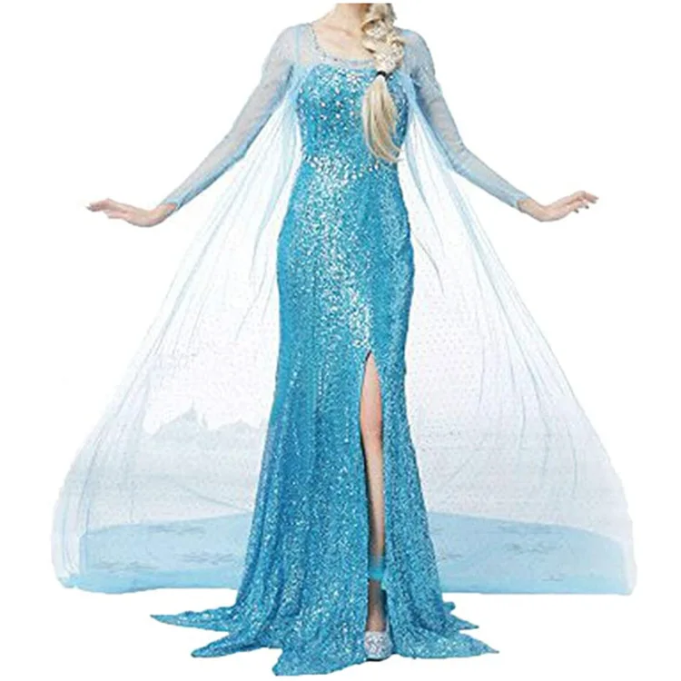 Top Trends: Frozen Elsa Princess Long Dress Sequin Mesh Elsa Costume Adult Snow Queen Costume Party Dress Halloween Carnival Cosplay Costume Shoppable Styles