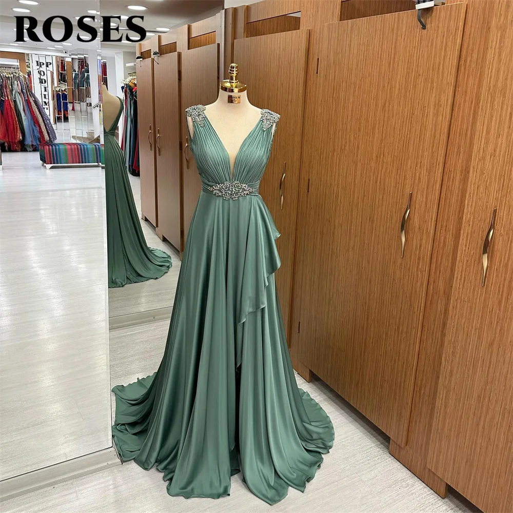 Top Trends: ROSES Tank Elegant Sexy Wedding Party Dress V Neck Sequin Celebrity Dresses Soft Chiffion Special Occasion Dress Robes Du Soir Shoppable Styles