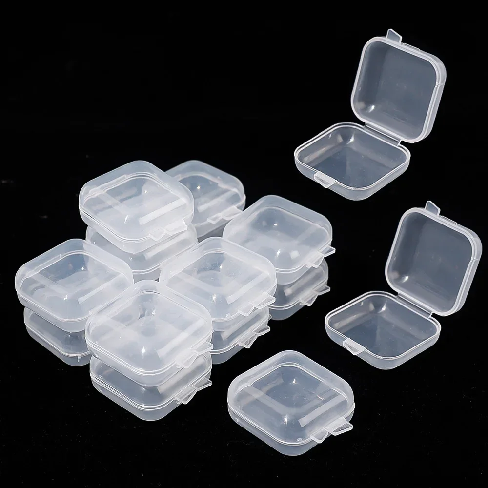 Top Trends: 5 / 50pcs Plastic Storage Box Square Transparent Organizer For Necklace Earrings Rings Jewelry Packaging Boxes Storager Container Shoppable Styles - Image 5