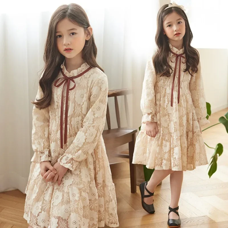 Top Trends: Kids Dresses For Girls Dress Lace Flower Girl Princess Dress Kids Autumn / winter Clothes Adolescent Girl Kid Clothes 5-14 Years Shoppable Styles