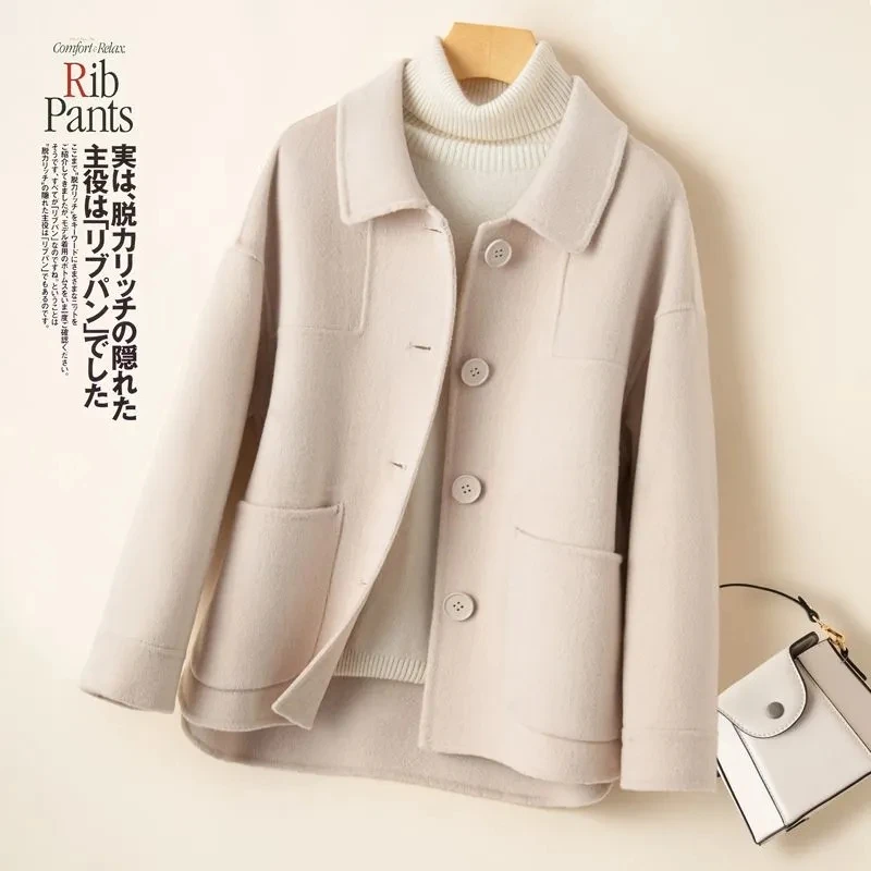 Top Trends: 2023 New Autumn Winter Coat Women Short Woolen Jacket Korean Single-Breasted Pocket Camel Black Beige Cashmere Outerwear Female Shoppable Styles