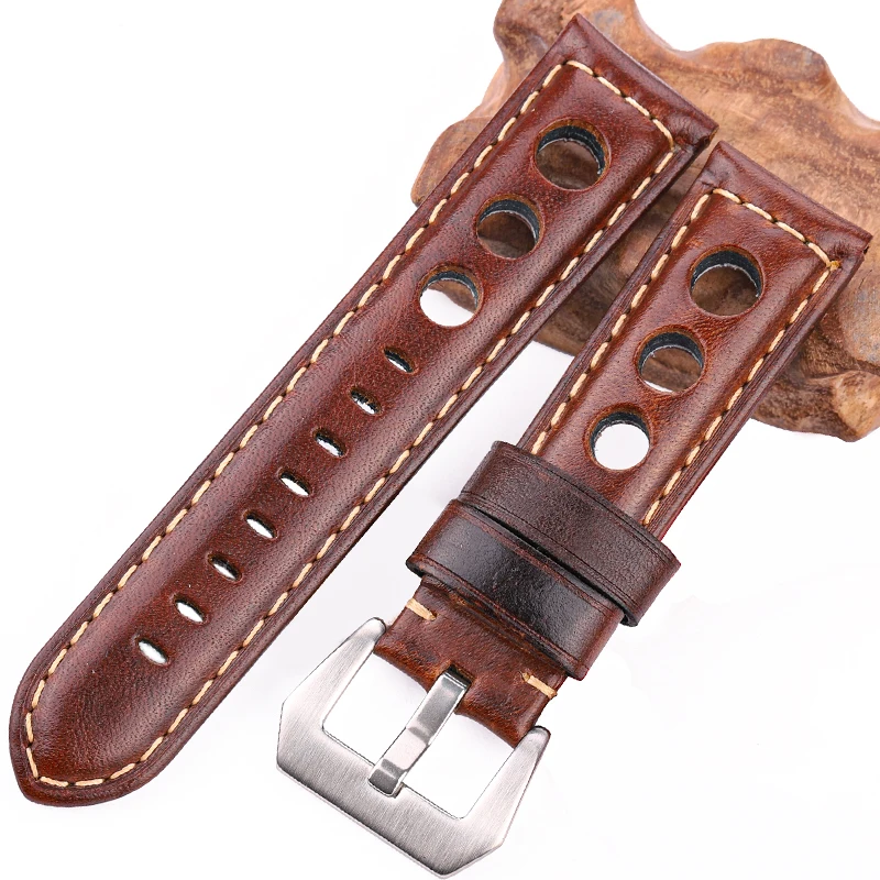 Top Trends: 4 Color Cowhide Watch Strap Vintage Genuine Leather 20mm 22mm 24mm Watchband Women Men Fashion Watch Band Belt With Pin Buckle Shoppable Styles