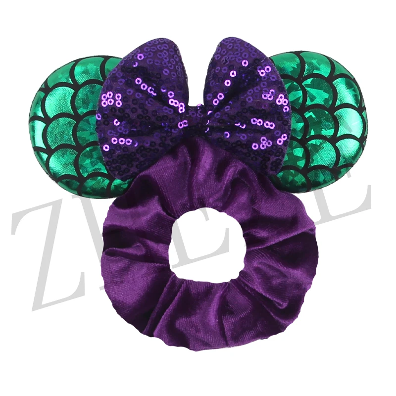 Top Trends: Classic Mermaid 2.8"Mouse Ears Hair Scrunchies Girls Rope Ponytail Elastic Velvet Hairband Autumn Winter DIY Hair Accessories Shoppable Styles - Image 4