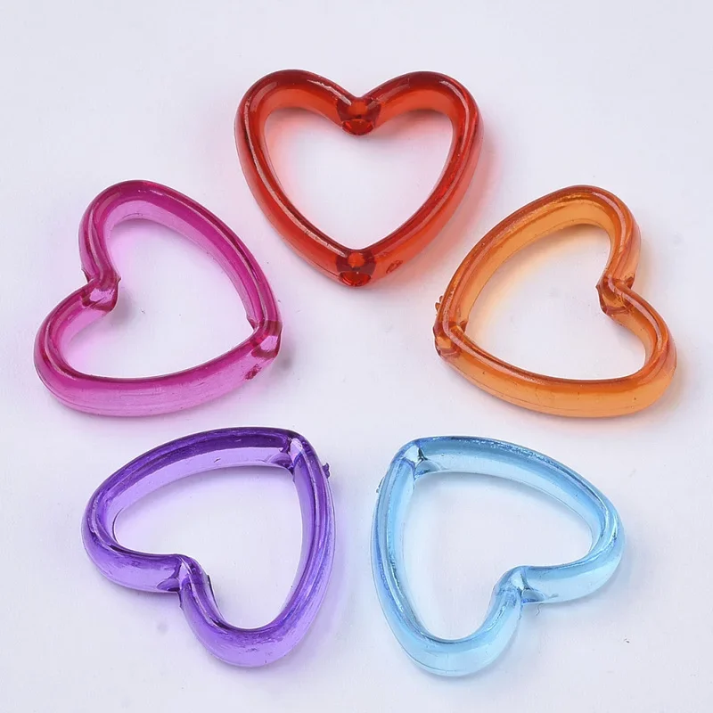 Top Trends: 50~200pcs Transparent Acrylic Bead Frames Dyed Heart Mixed Color Fashion Jewellery 15x16.5x4mm Hole: 1.6mm Shoppable Styles