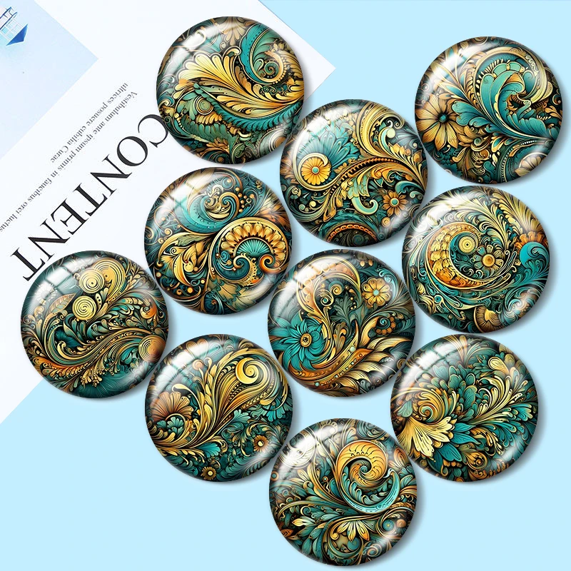 Top Trends: Bohemian Abstract Drawings 10pcs 12mm / 16mm / 18mm / 25mm Round Photo Glass Cabochon Demo Flat Back Making Findings Shoppable Styles