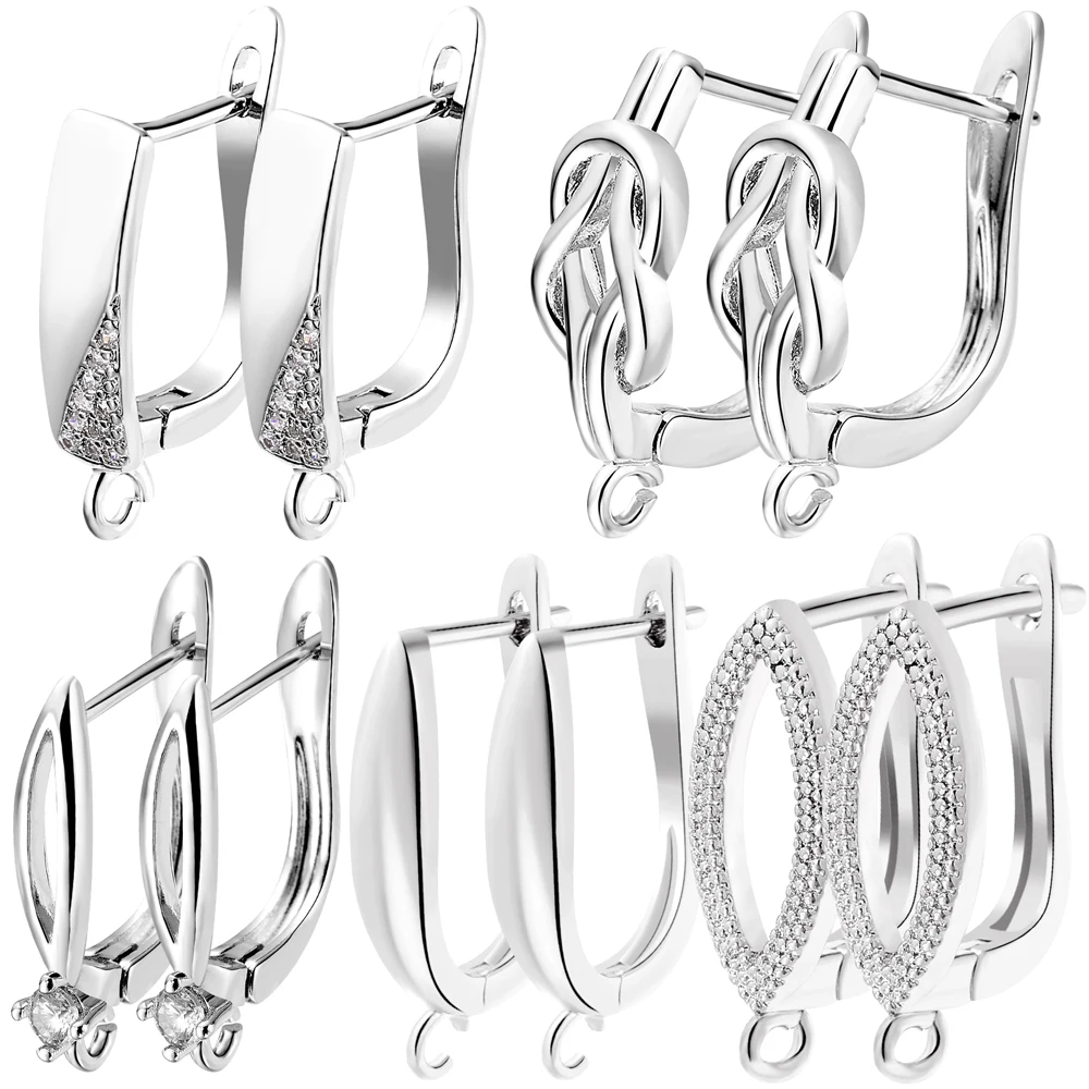 Top Trends: Juya18K Gold Silver Plated 2 4 Pcs / Lot Schwenzy Fastener Anti-Allergy Ear Wire Hooks Accessories For DIY Women Earrings Making Shoppable Styles