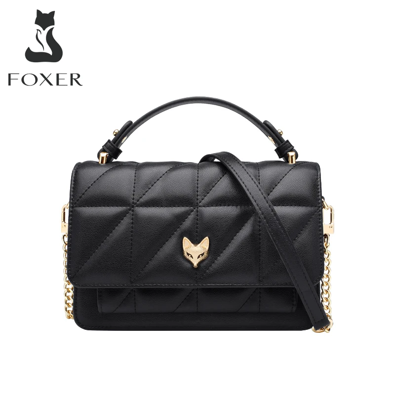 Top Trends: FOXER Women Casual Split Leather Shoulder Crossbody Bag Female Stylish Flap Messenger Bag Lady Irregular Classical Small Handbag Shoppable Styles