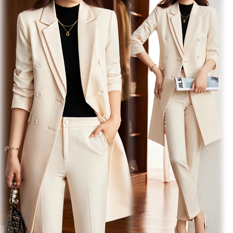 Top Trends: Women&#039;s Formal Lengthen Blazer Business Suits, Female Winter High End Fabric Office Clothes, Ladies Jacket And Long Pants 2 Pcs Shoppable Styles