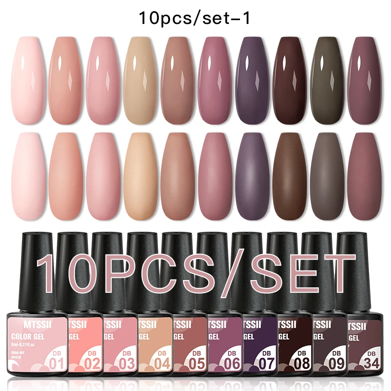 Top Trends: Mtssii 10Pcs / set Color Gel Nail Polish Set 100 Colors Semi Permanent UV Led Gel Varnish Soak Off Nail Lacquers Base Top Coat Shoppable Styles