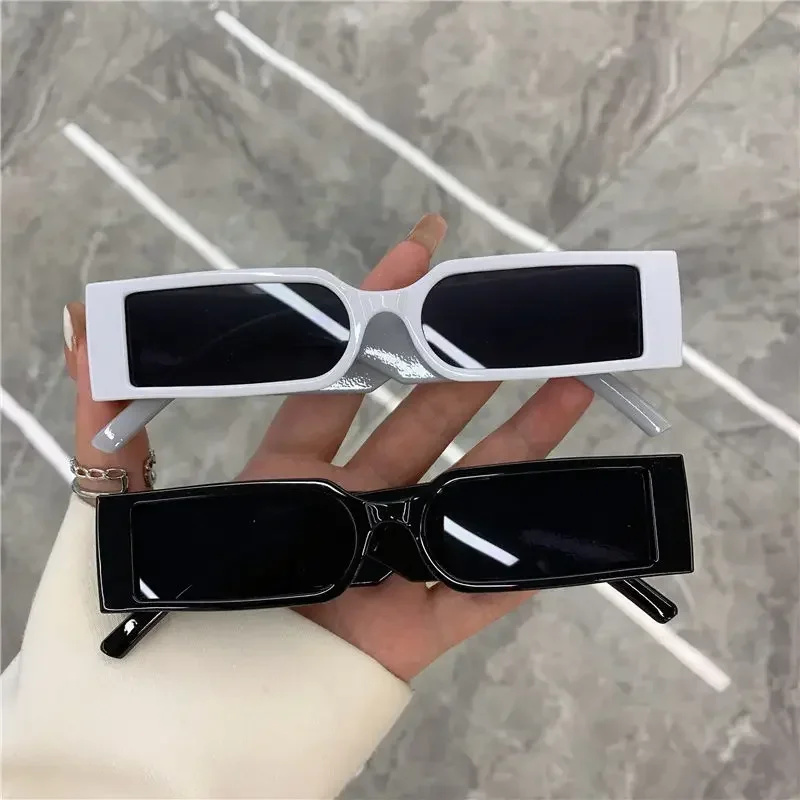 Top Trends: Rectangle Frame Fashion Sunglasses Hip Hop 2022 Vintage Designer Black Shades Small Frame Glasses Luxury For Men Women UV400 Shoppable Styles