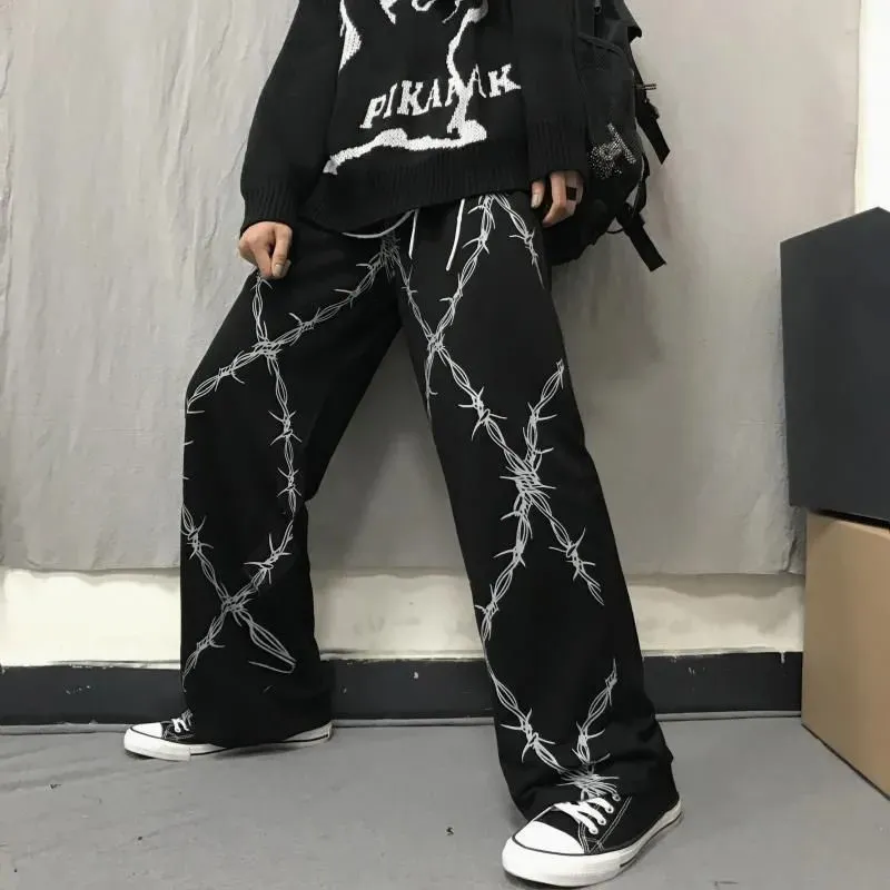 Top Trends: Streetwear Women Trousers Baggy Leg Pants Y2K Pants Korean Fashion Summer Harajuku Emo Pants Elastic Waist Goth Women's Pants Shoppable Styles