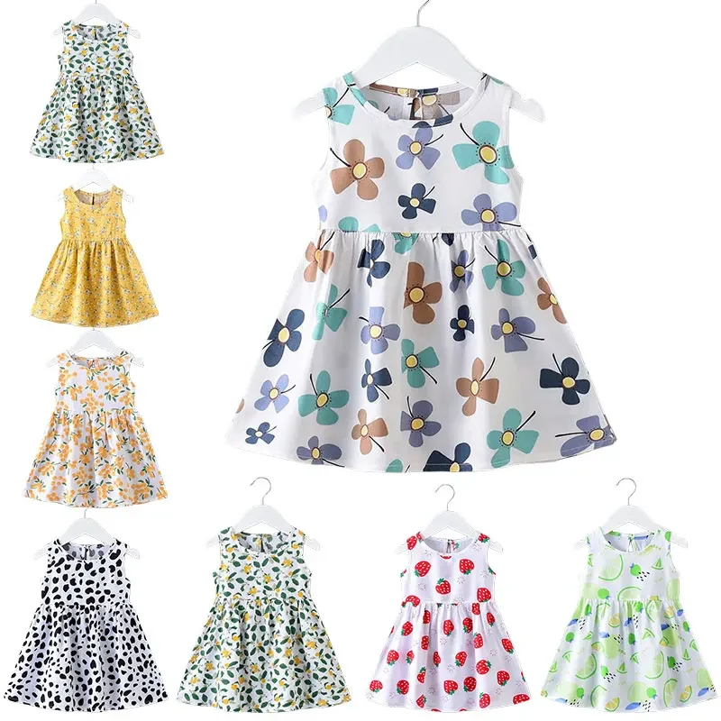 Top Trends: Baby Girls Summer Dress Sleeveless Cute Print Children&#039;s Dresses Cotton Kids Party Sundress Clothes Toddler Girl Fashion Skirts Shoppable Styles