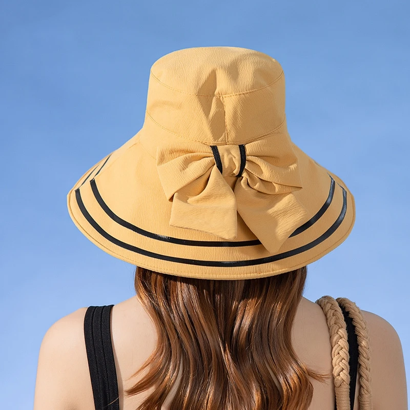 Top Trends: Women Summer Folding Bucket Hat For Beach Holiday Lady Spring Striped Bowler For Outdoor Sunscreen Elegant Sun Protection Cap Shoppable Styles - Image 3