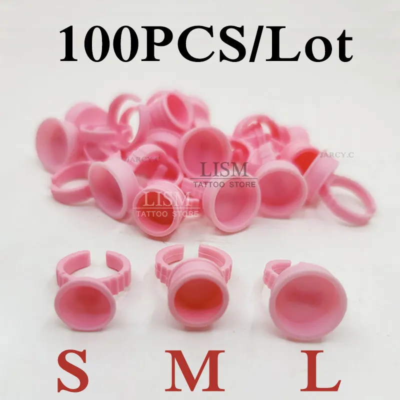 Top Trends: 100 PCS Tattoo Ink Caps Ring Microblading Permanent Tattoo Pigment Holder Cups Container Cap Rings Accessories S / M / L Shoppable Styles