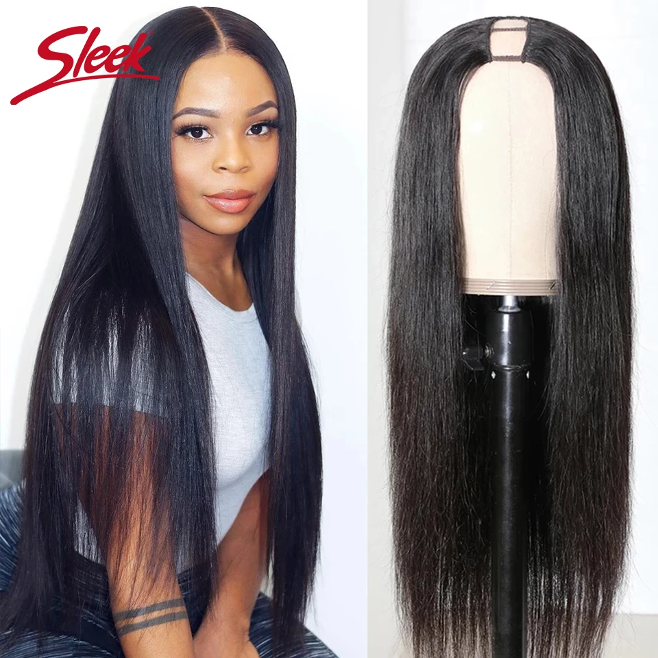 Top Trends: Sleek Straight U Part Wig Brazilian Human Hair Machine Made Natural Hair For Black Women Remy Human Hair Glueless Wig Shoppable Styles