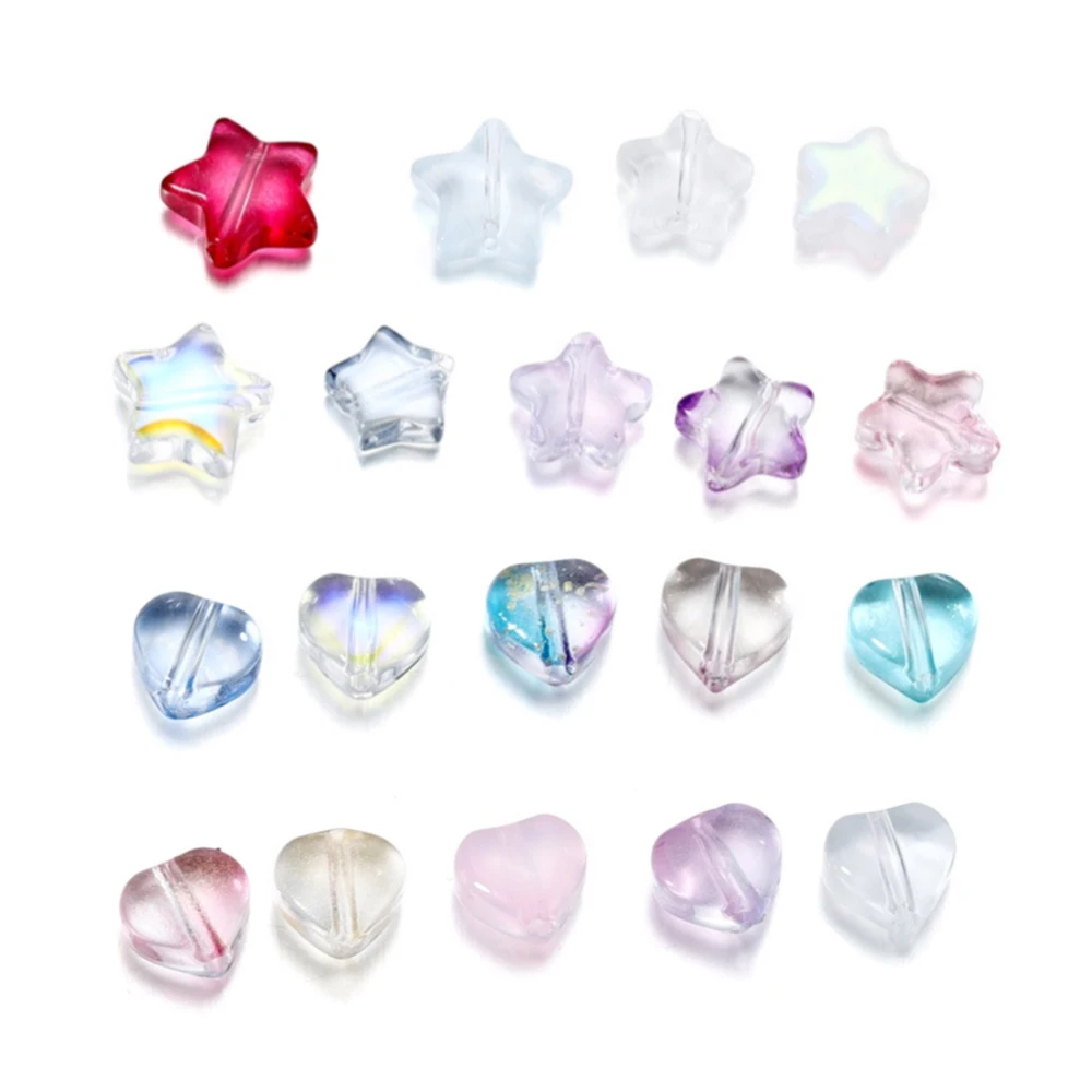 Top Trends: 20 / 50Pcs Colorful Star Bead Heart Glass Loose Spacer Beads For DIY Earrings Necklace Jewelry Making Hairpin Accessories Shoppable Styles