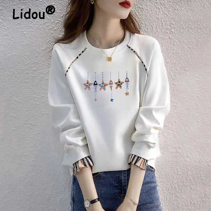 Top Trends: Autumn Casual Cotton Wild Sweatshirt Vintage Letter Print Streetwear Harajuku Y2k Pullover Female Women&#039;s Clothing Shoppable Styles