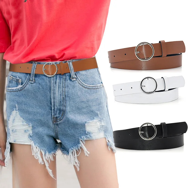 Top Trends: 2021 Women Belt Classic Retro All-match Belt Belt Light Body Paint Round Buckle Belt Female Simple Fashion Punk O Ring Belt Shoppable Styles