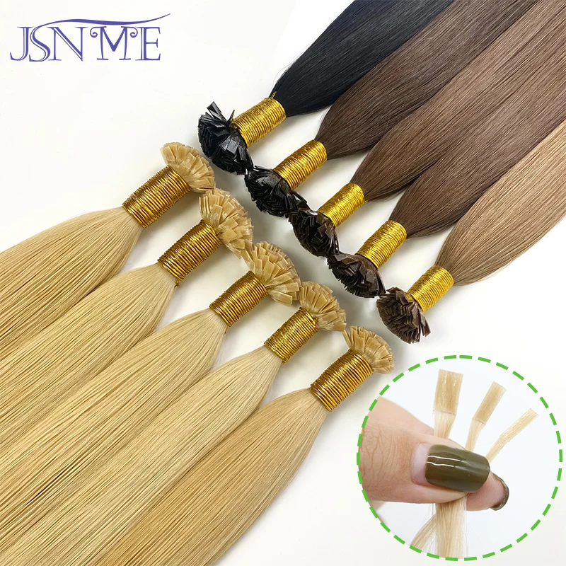 Top Trends: JSNME Flat Tip Human Hair Extensions Natural Hair Hot Fusion Bonded Keratin Hair Extensions Natural Real Hair 1g / Strand 14-24‘’ Shoppable Styles