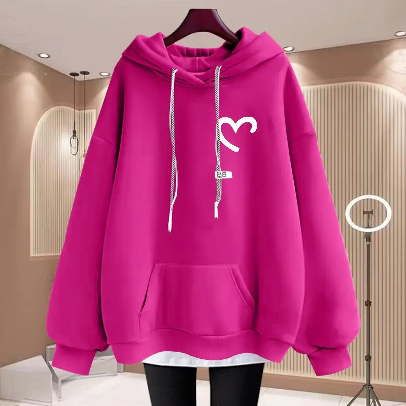 Top Trends: Women Clothing Hooded Sweatshirts Autumn Winter Oversized Printed Solid Fashion Hoodies 2023 Fleece Fake Two Pieces Pullovers Shoppable Styles