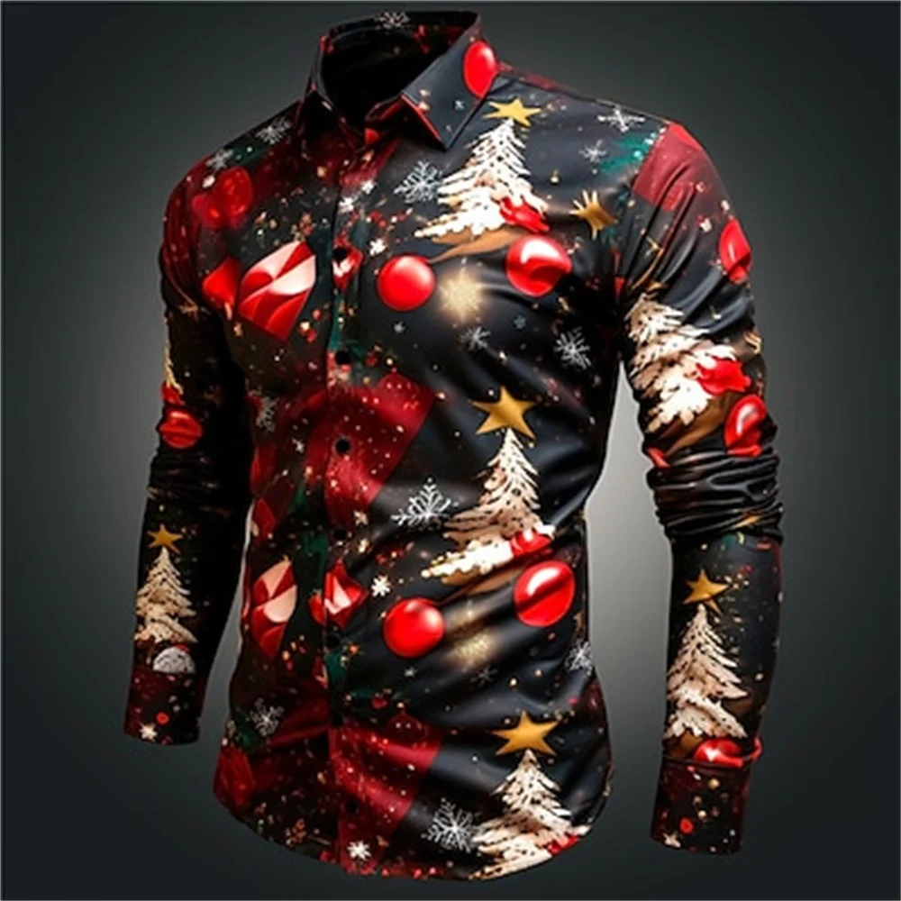 Top Trends: New Santa Claus Christmas Tree Christmas Bells Men&#039;s Shirts Christmas Party Christmas Party Long Sleeve List Best Designer Shirt Shoppable Styles