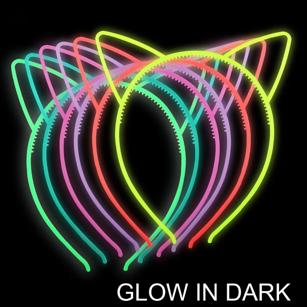 Top Trends: 2024 New Luminous Cat Ears Headband Elastic Glow In Dark Hairband For Women Baby Girls Teeth Birthday Headwear Hair Accessories Shoppable Styles