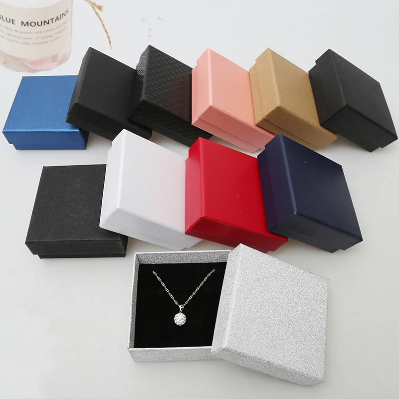 Top Trends: 10pcs Kraft Paper Jewelry Box Necklace Ring Earring Jewelry Packaging Cardboard Gift Boxes With Sponge Inside Jewelry Display Shoppable Styles