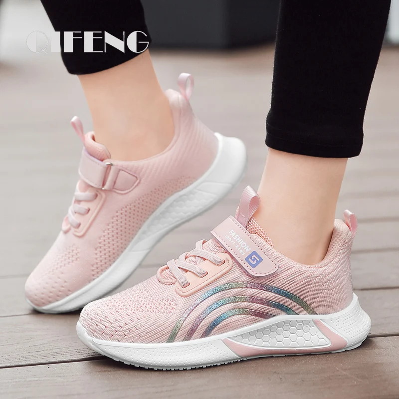 Top Trends: Cute Girls Casual Shoes White Mesh Sneakers Student Kids Summer Sock Footwear Fashion Children Sport Shoes Tenis Running Autumn Shoppable Styles