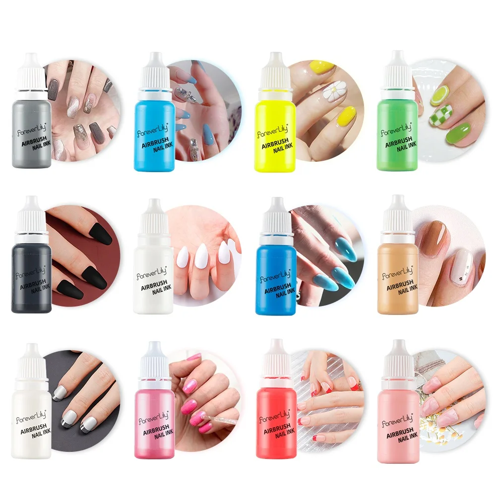 Top Trends: 10ML Airbrush Nail Ink Nail Polish Paint Use For Airbrush Spray Gun Making Hollow Pattern Color Painting Stencil Nail Art Tools Shoppable Styles