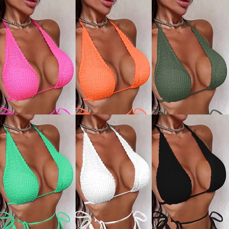 Top Trends: Bikini Top Women Swimsuit Swimwear Top Bathing Suit Black Pink Sexy Bra Solid Color Padded Beachwear Triangle Swimming Top Only Shoppable Styles