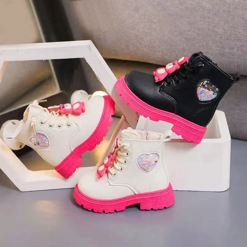 Top Trends: 2023 Spring And Autumn New Cartoon Girls' Short Boots Preschool British Fashion Leather Boots Girls' Non Slip Single Boots Shoppable Styles