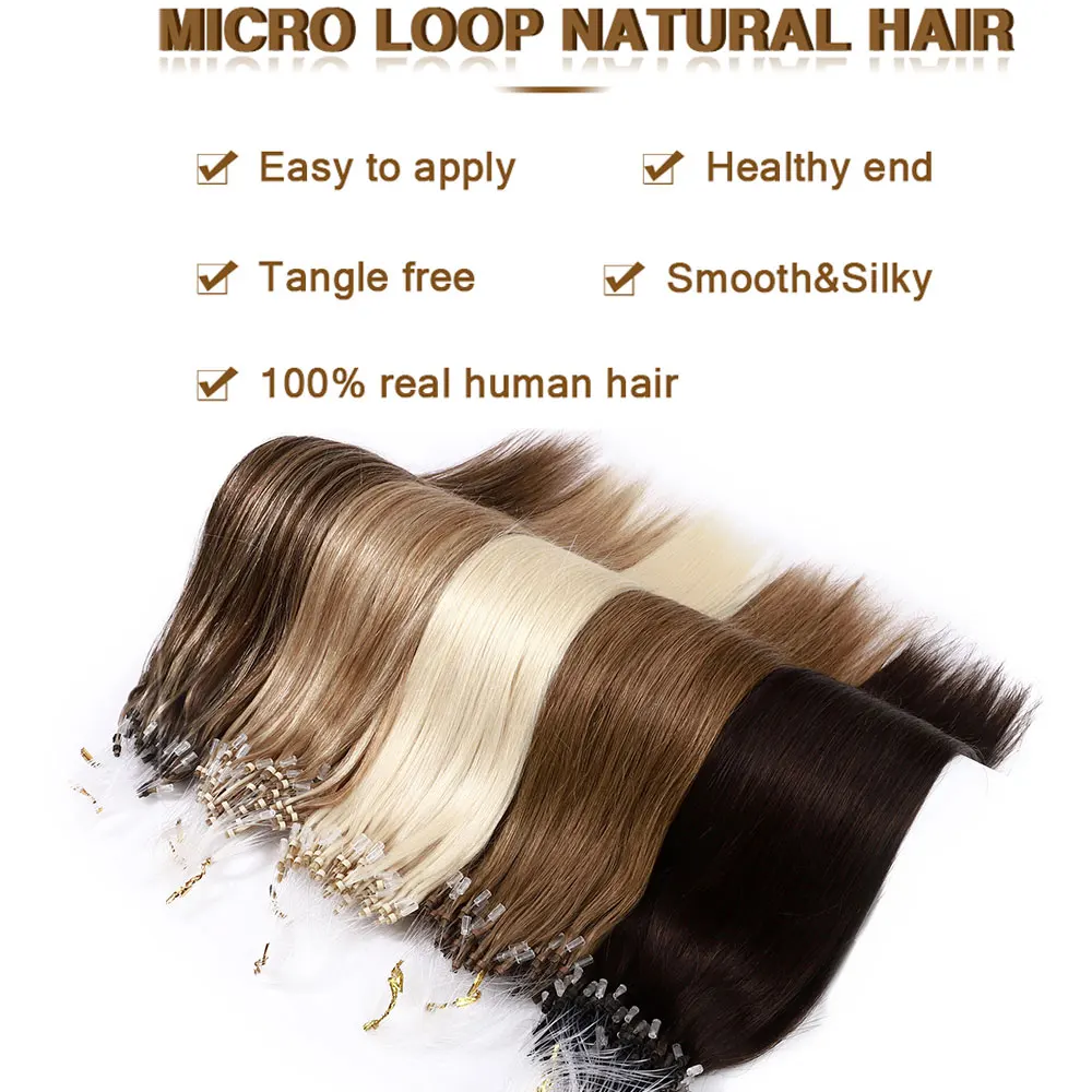 Top Trends: Rich Choices 100strnads Micro Loop Hair Extensions Straight Human Hair Micro Link Micro Bead Hair Extensions For Women Shoppable Styles - Image 4