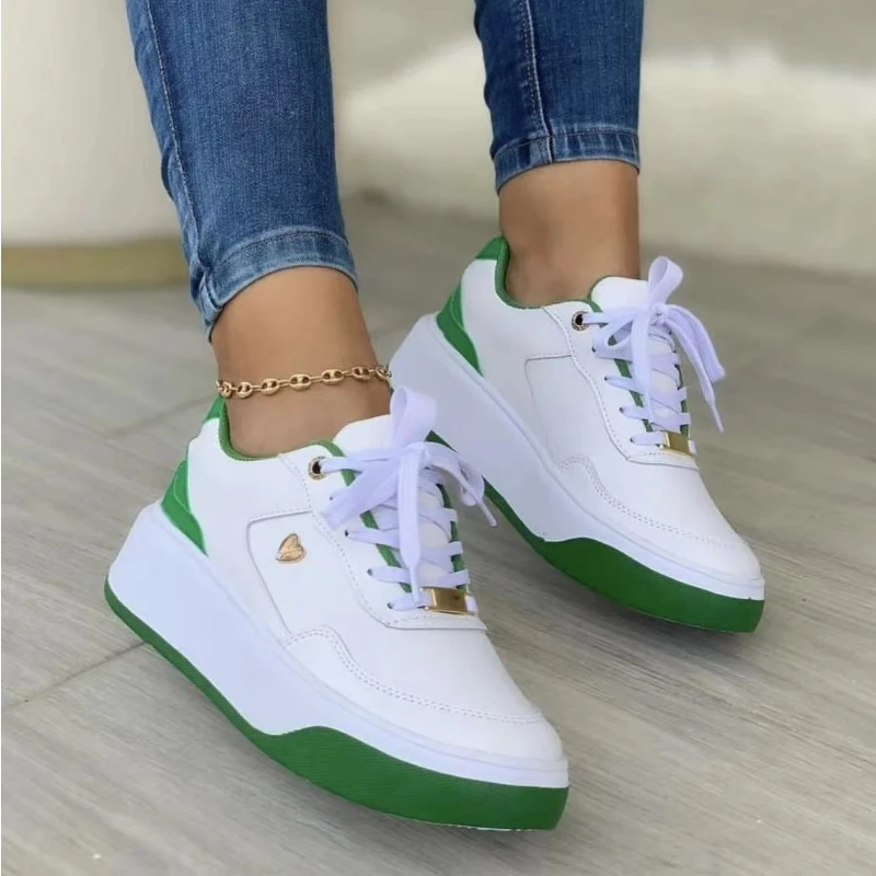 Top Trends: 2023 Women Sneakers Casual Shoes PU Leather Thick Soled Lace-up Sneakers Ladies Platform Shoes Vulcanized Shoes Zapatillas Mujer Shoppable Styles