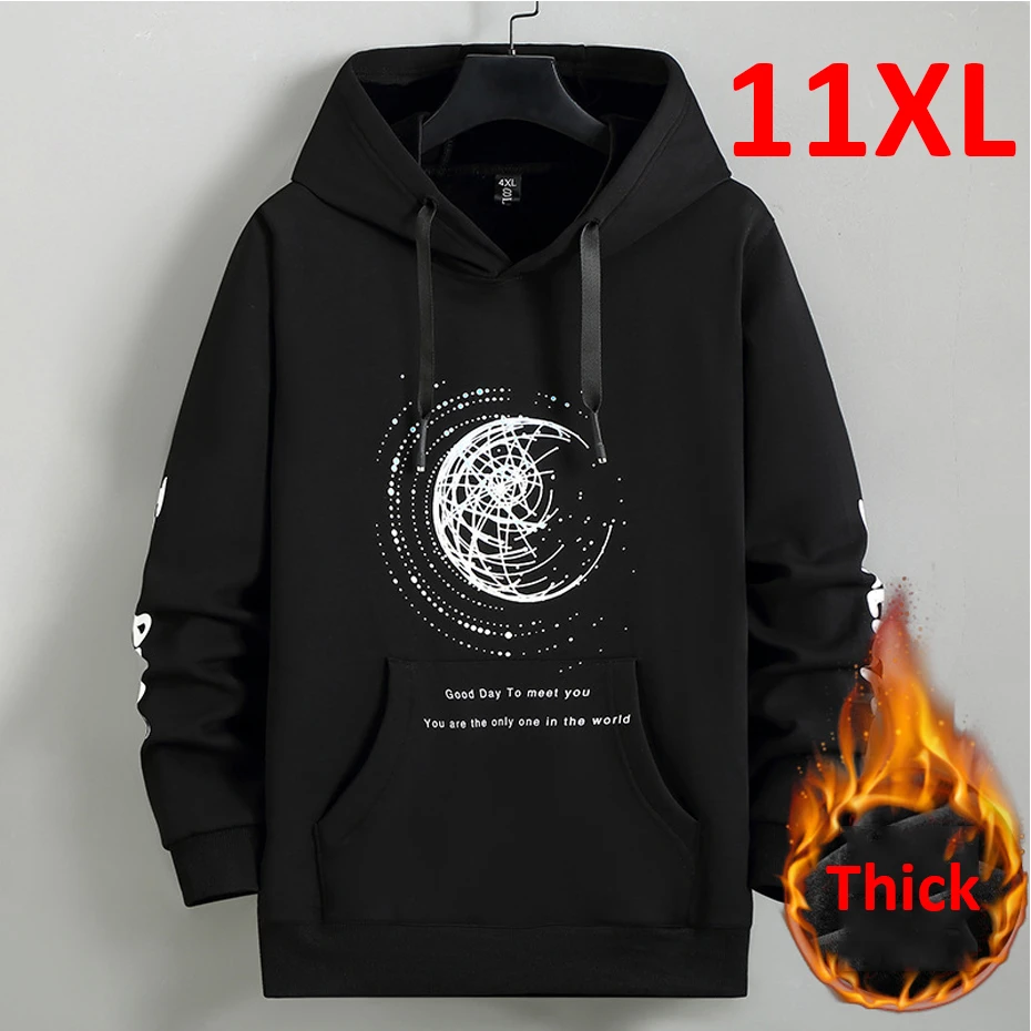 Top Trends: Autumn Winter Fleece Hoodie Men Plus Size 10XL 11XL Hoodies Male Fashion Casual Print Hooded Pullover Big Size 10XL 11XL Shoppable Styles