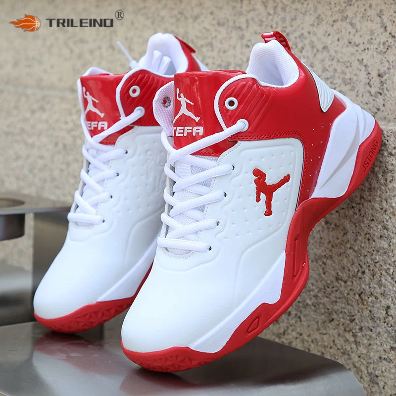 Top Trends: TRILEINO Professional Men's White Red Blue Basketball Shoes Basketball Sneakers Anti-skid High-top Couple Man Basketball Boots Shoppable Styles