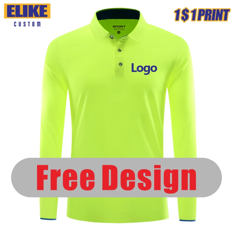 Top Trends: ELIKE Long Sleeve Quick-drying Sports Polo Shirt Custom Logo Print Embroidery Breathable Summer Men And Women Tops S-6XL 2022 Shoppable Styles