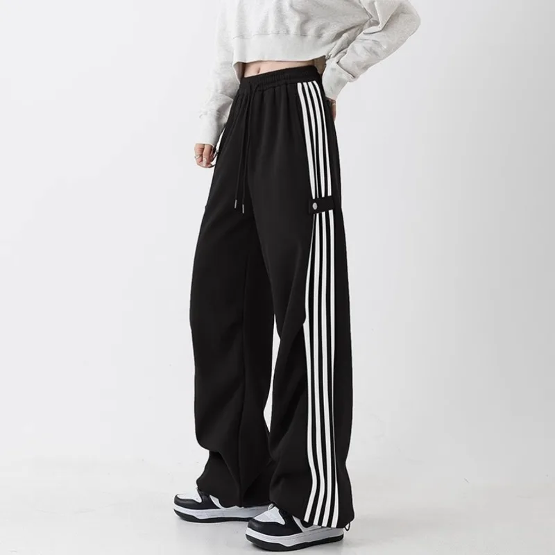 Top Trends: QWEEK Y2k Striped Swestpants Woman Sports Baggy Korean Fashion Pants Streetwear Cargo Harajuku Spring Trousers Vintage Aesthetic Shoppable Styles