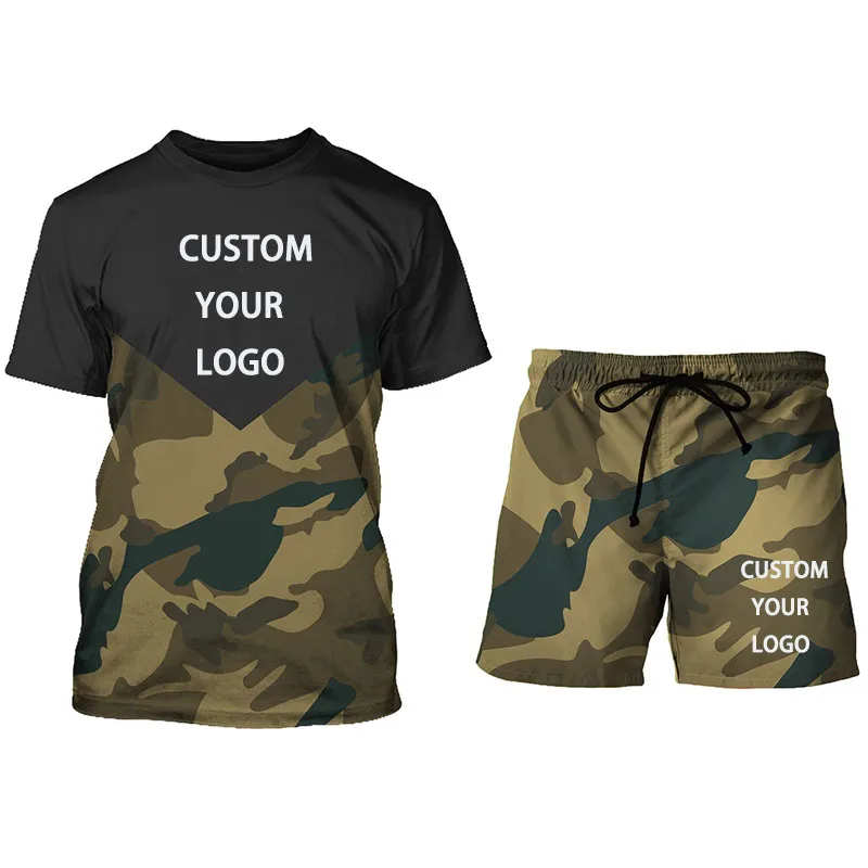 Top Trends: Custom Logo Summer Men Tracksuit Camouflage 3D Printed T-Shirt Sports Shorts Suit Casual Short Sleeve Short Pants 2 Piece Set Shoppable Styles