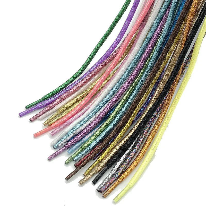 Top Trends: New Round Shiny Metallic Glitter Shoelaces Gold Silver Silk Shoe Laces Sports Canvas Casual Colorful Rainbow Gradient Shoelace Shoppable Styles