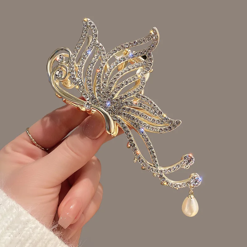 Top Trends: VANIKA Fashion Butterfly Hair Claw Rhinestone Pearls Hair Clips For Women And Girl Ponytail Claw Clip Hair Accessories Gifts Shoppable Styles - Image 5