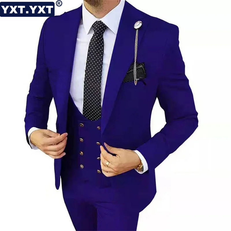 Top Trends: Full Men's Suit 2023 New In Blazers Jacket Vest Pants 3 Pcs Sets Slim Fit Elegant And Luxury Formal Business Office Wedding Suit Shoppable Styles