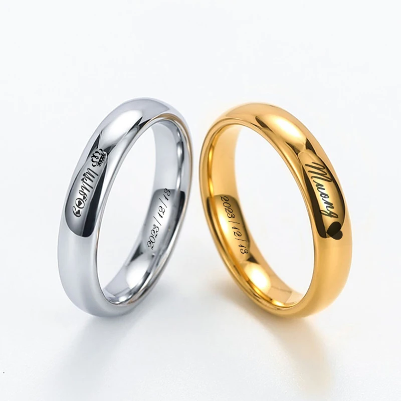 Top Trends: 4MM Personalized Men's Custom Ring Stainless Steel Neutral Model Promises Eternal Anniversary Gift Engraved With Your Name Date Shoppable Styles