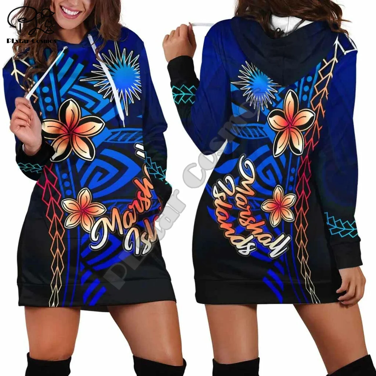 Top Trends: Marshall Islands Polynesian Flag Tribal Culture Retro Tattoo 3DPrint Long Sleeve Sweatshirt Pullover Funny Woman Hoodie Dress A2 Shoppable Styles