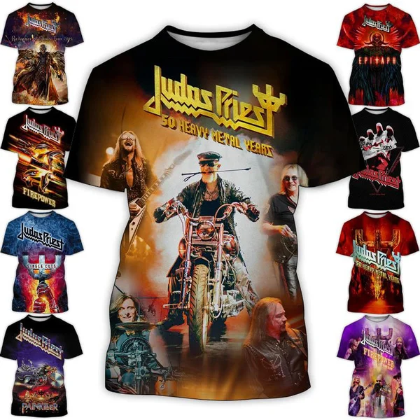 Top Trends: Summer Men And Women Unisex Casual Judas Priest 3D Printed T-shirt Men&#039;s Short-sleeved Personality Hip-hop Round Neck Tops Shoppable Styles