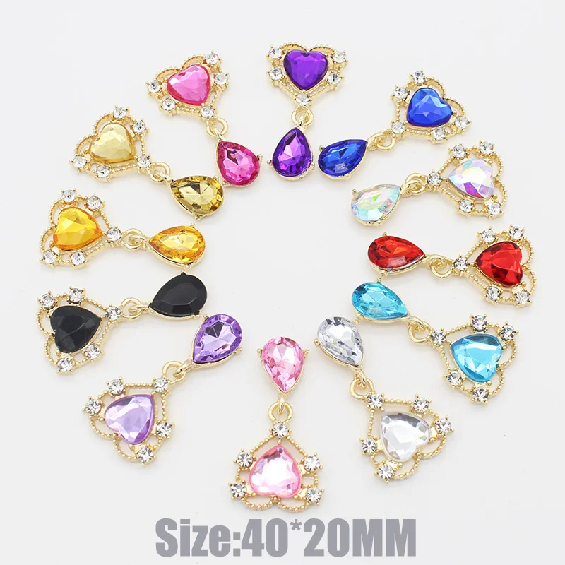 Top Trends: 10Pc 20*40mm NEW Heart Crystal Rhinestone Brooch Accessories DIY Wedding Invitation Card Wine Glass Gift Box Creative Decoration Shoppable Styles